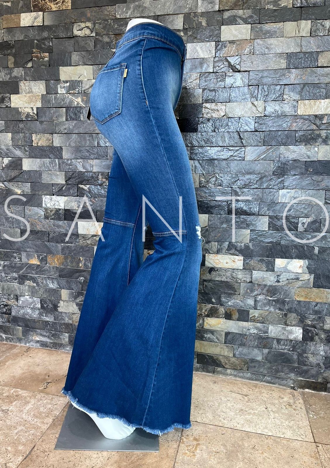 JEANS CAMPANA VIBRANT AZUL PIERTA ROTO