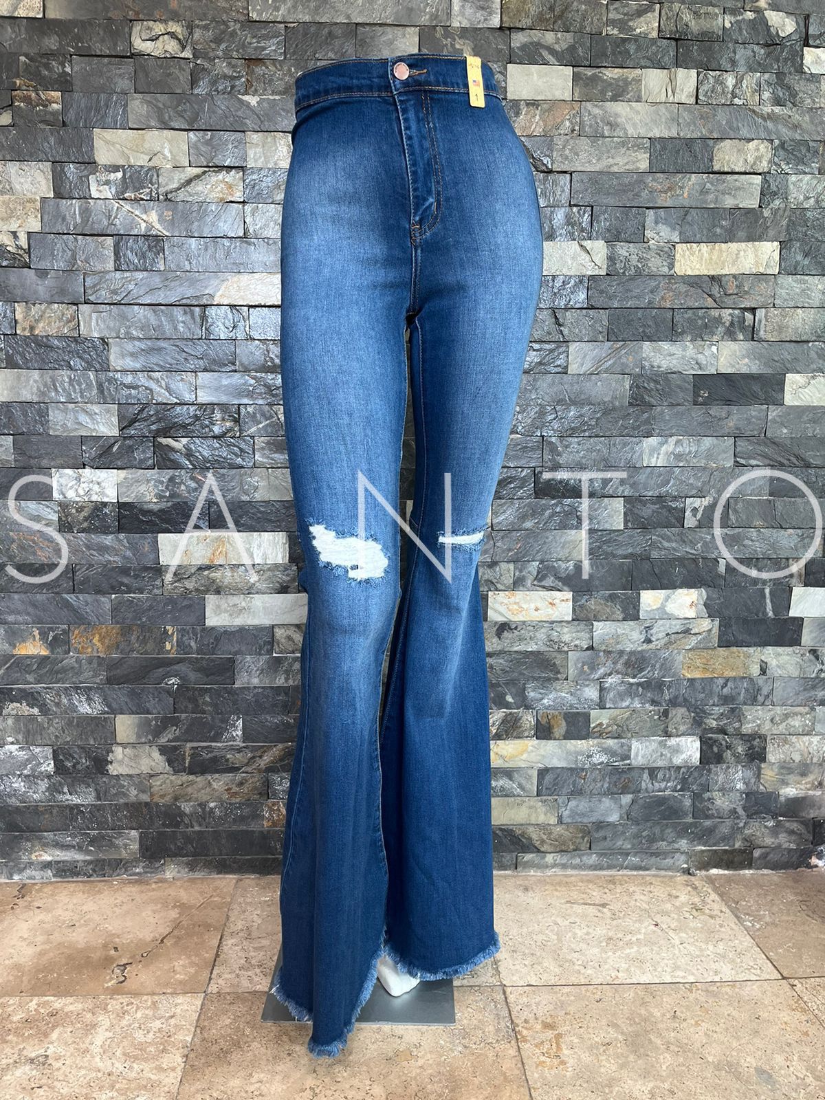 JEANS CAMPANA VIBRANT AZUL PIERTA ROTO