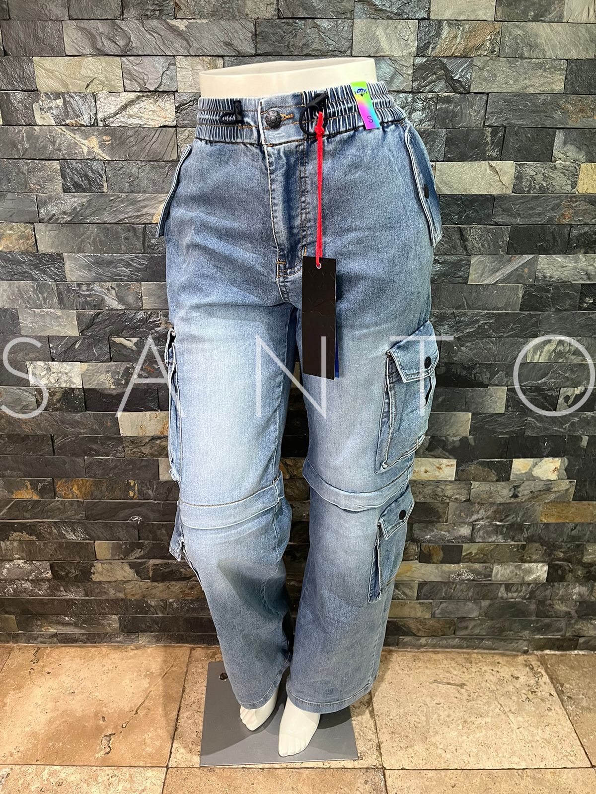 JEANS CARGO PANTS MEDIUM DENIM