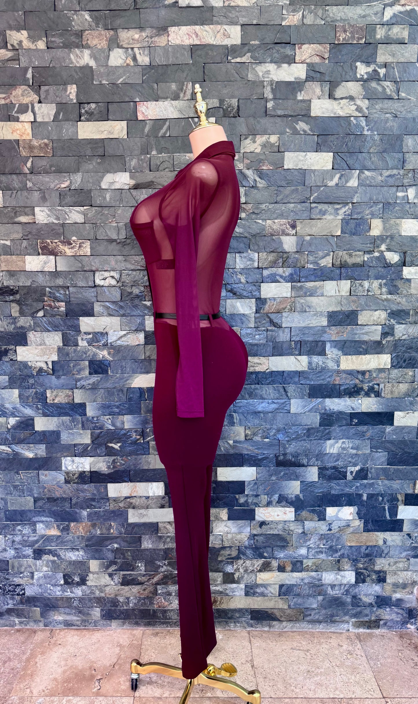 Jumpsuit Lina mesh burgundy