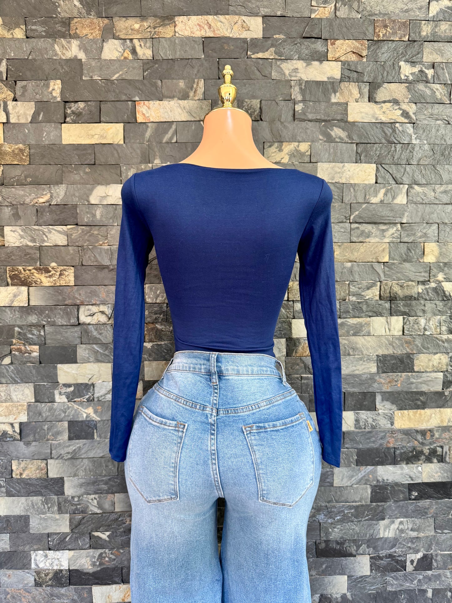 BLUSA ANA MANGA AZUL