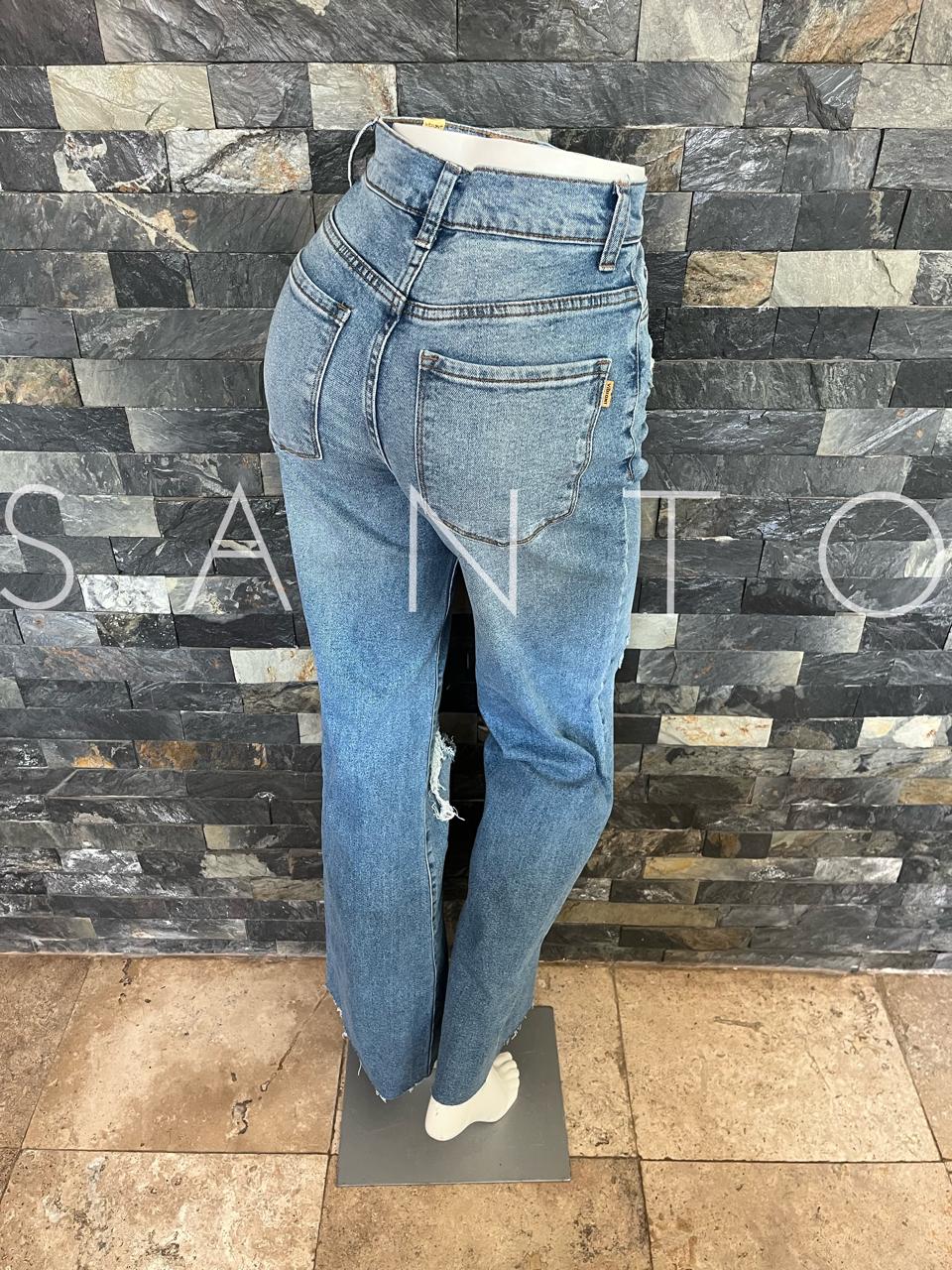 JEANS VIBRANT MOM BLUE OCRE