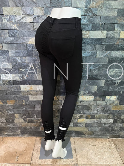 JEANS VIBRANT ENTUBADO NEGRO ROTO