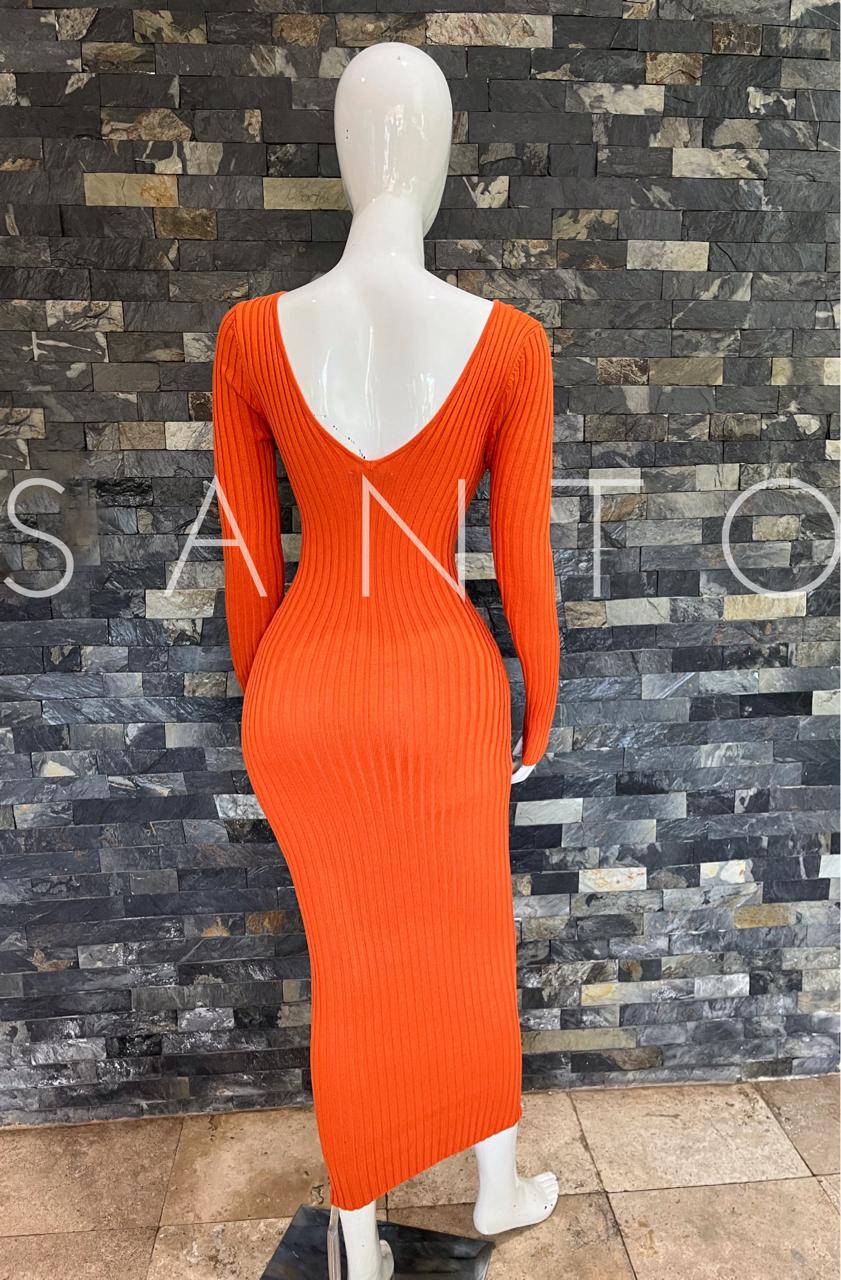 VESTIDO MIDI CLÁSICO NARANJA