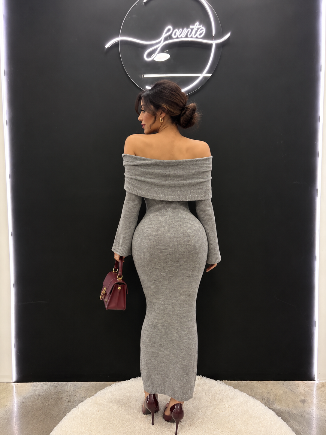 Maxi vestido antonella gris perla