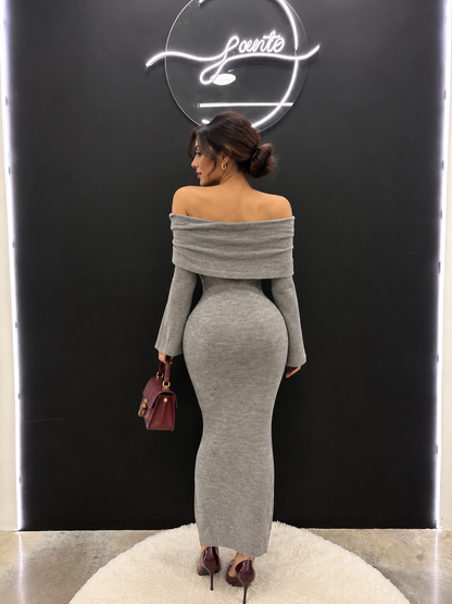 Maxi vestido antonella gris perla