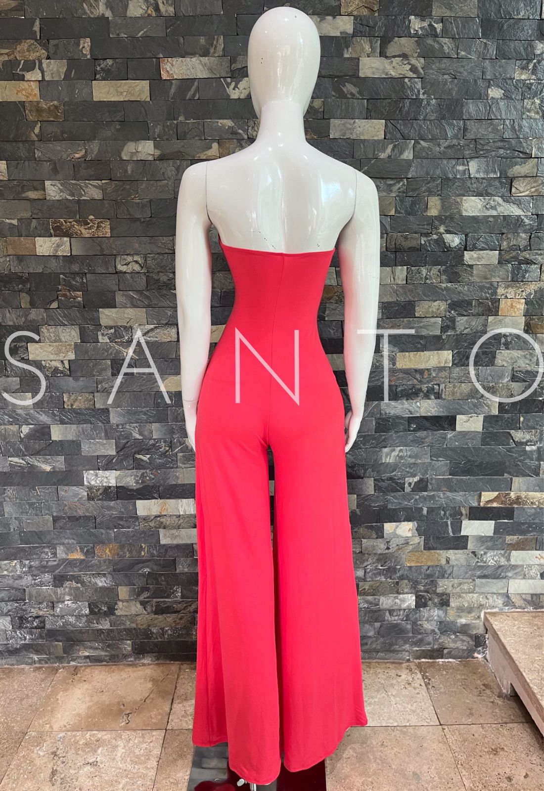 JUMPSUIT FLARED SNAKE RED