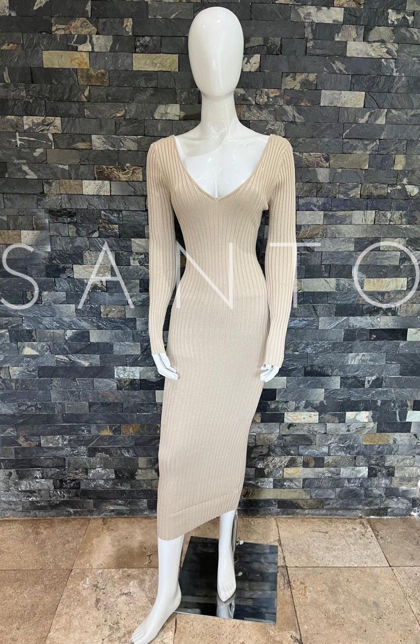 VESTIDO MMIDI CLÁSICO BEIGE