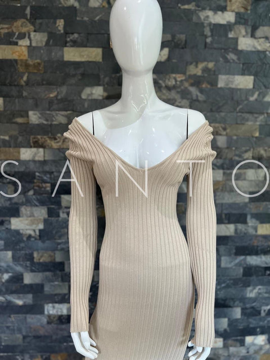 VESTIDO MMIDI CLÁSICO BEIGE