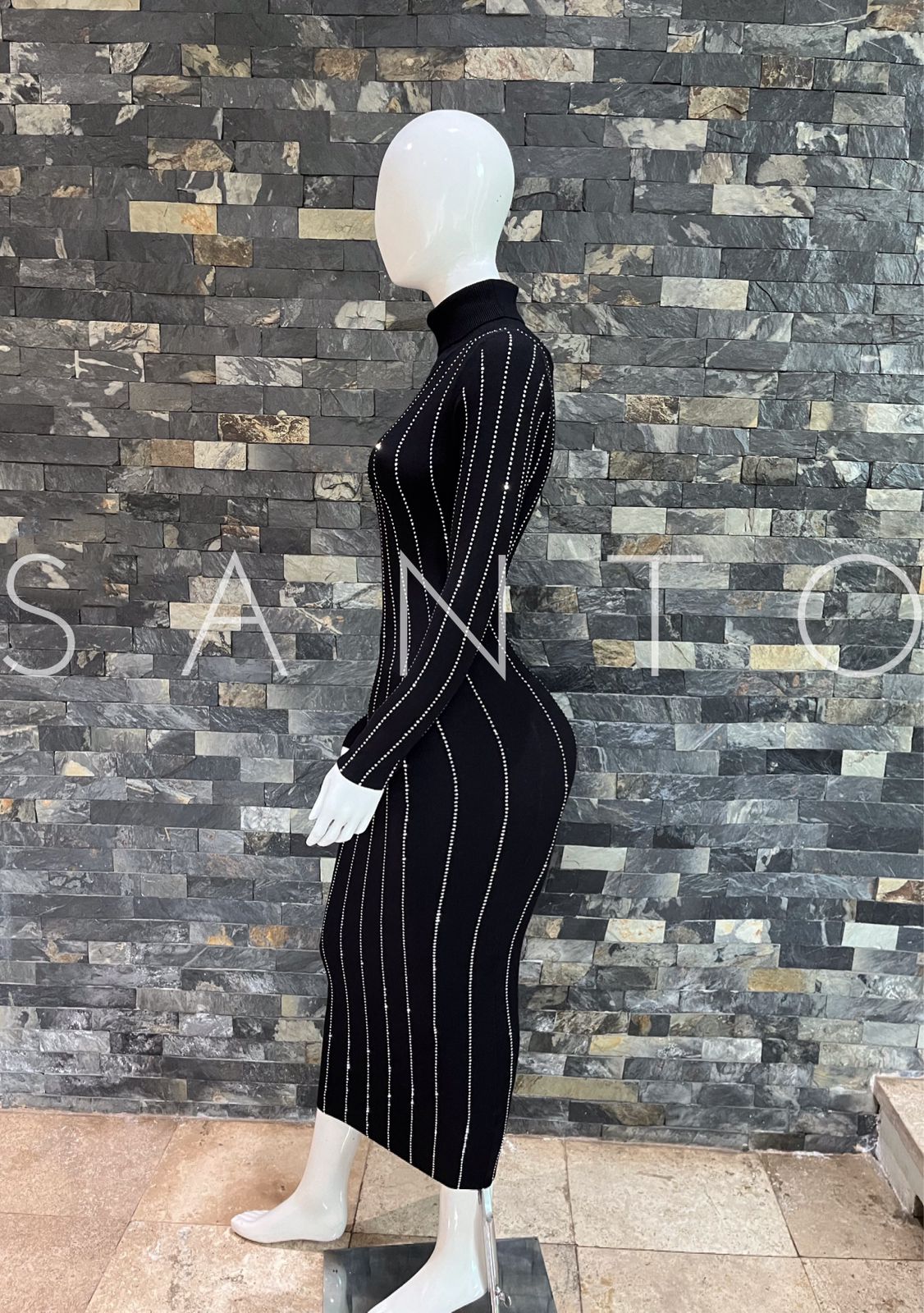 VESTIDO BLACK STRIPES BLING