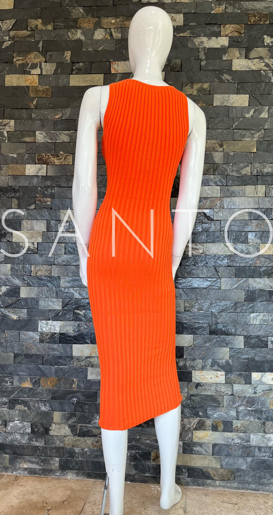 VESTIDO MIDI CLÁSICO NARANJA