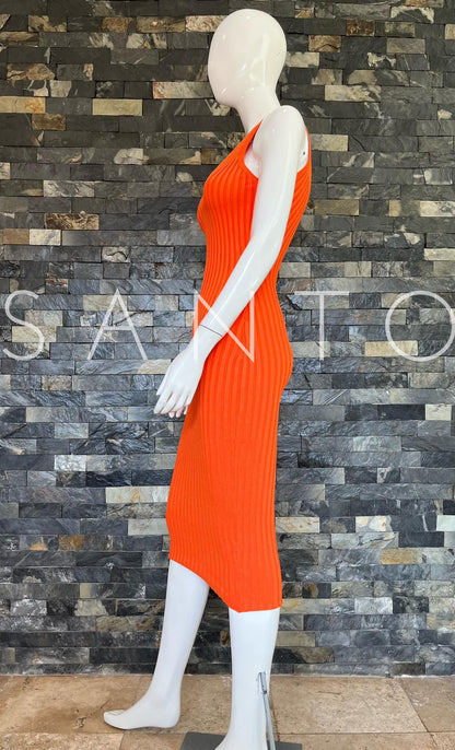 VESTIDO MIDI CLÁSICO NARANJA