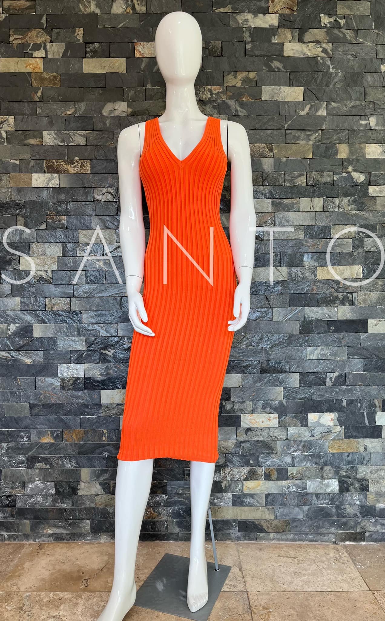 VESTIDO MIDI CLÁSICO NARANJA