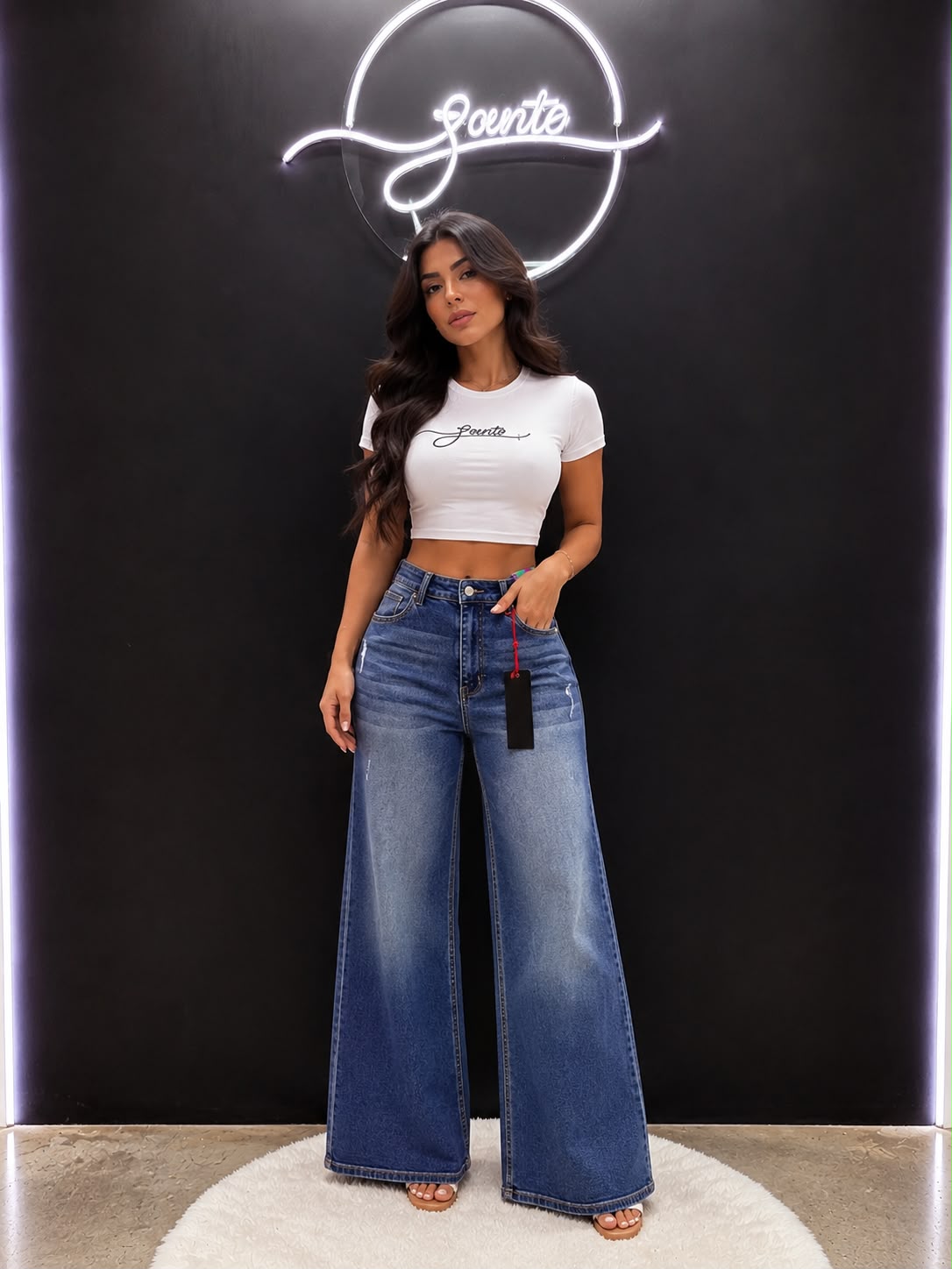 Vibrant wide leg médium rasgado