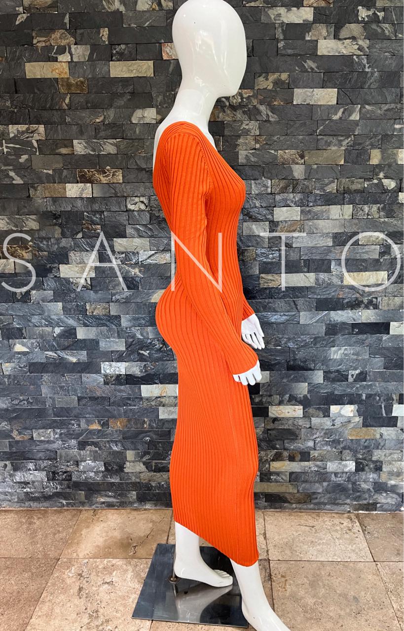 VESTIDO MIDI CLÁSICO NARANJA