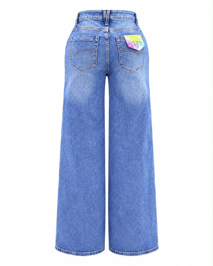 Vibrant wide leg médium rasgado