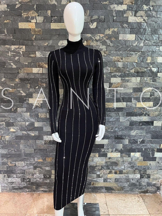 VESTIDO BLACK STRIPES BLING