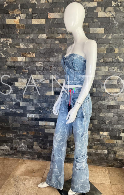 JEANS CARGO ESTAMPADO MARIPOSA