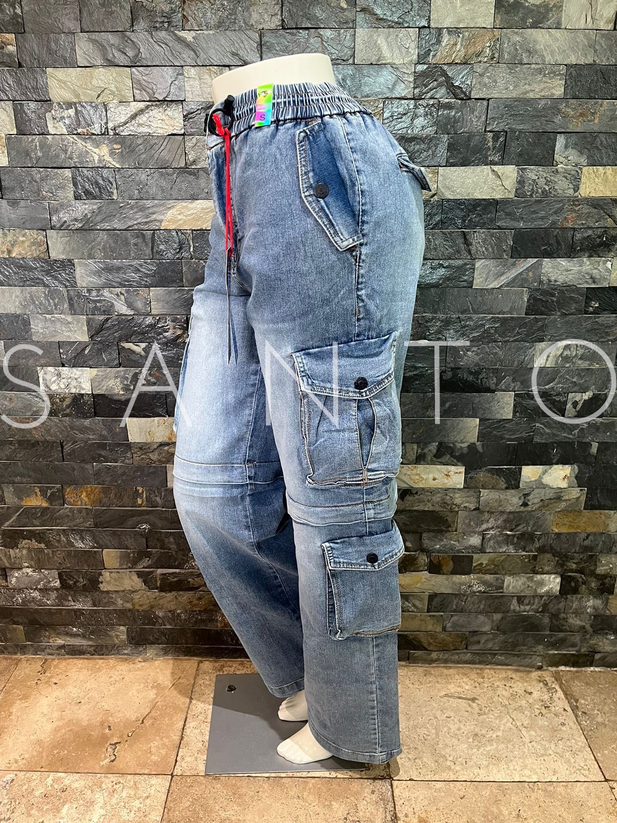 JEANS CARGO PANTS MEDIUM DENIM