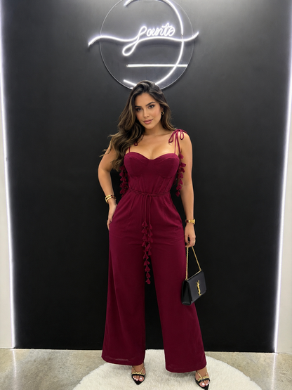 Jumpsuit lino merlot