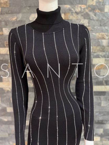 VESTIDO BLACK STRIPES BLING