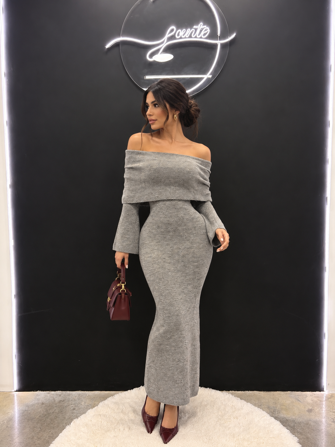 Maxi vestido antonella gris perla
