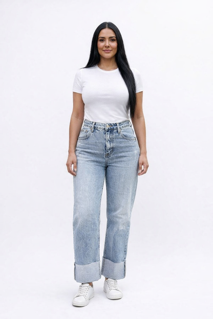 vibrant sude leg cuff up cropped médium stone