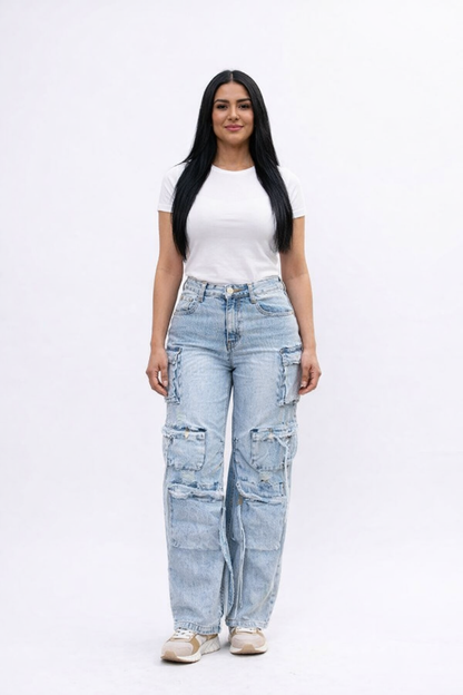 cargo denim ligth wash