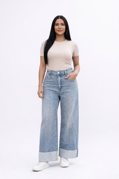 vibrant straig high waist Shine médium stone