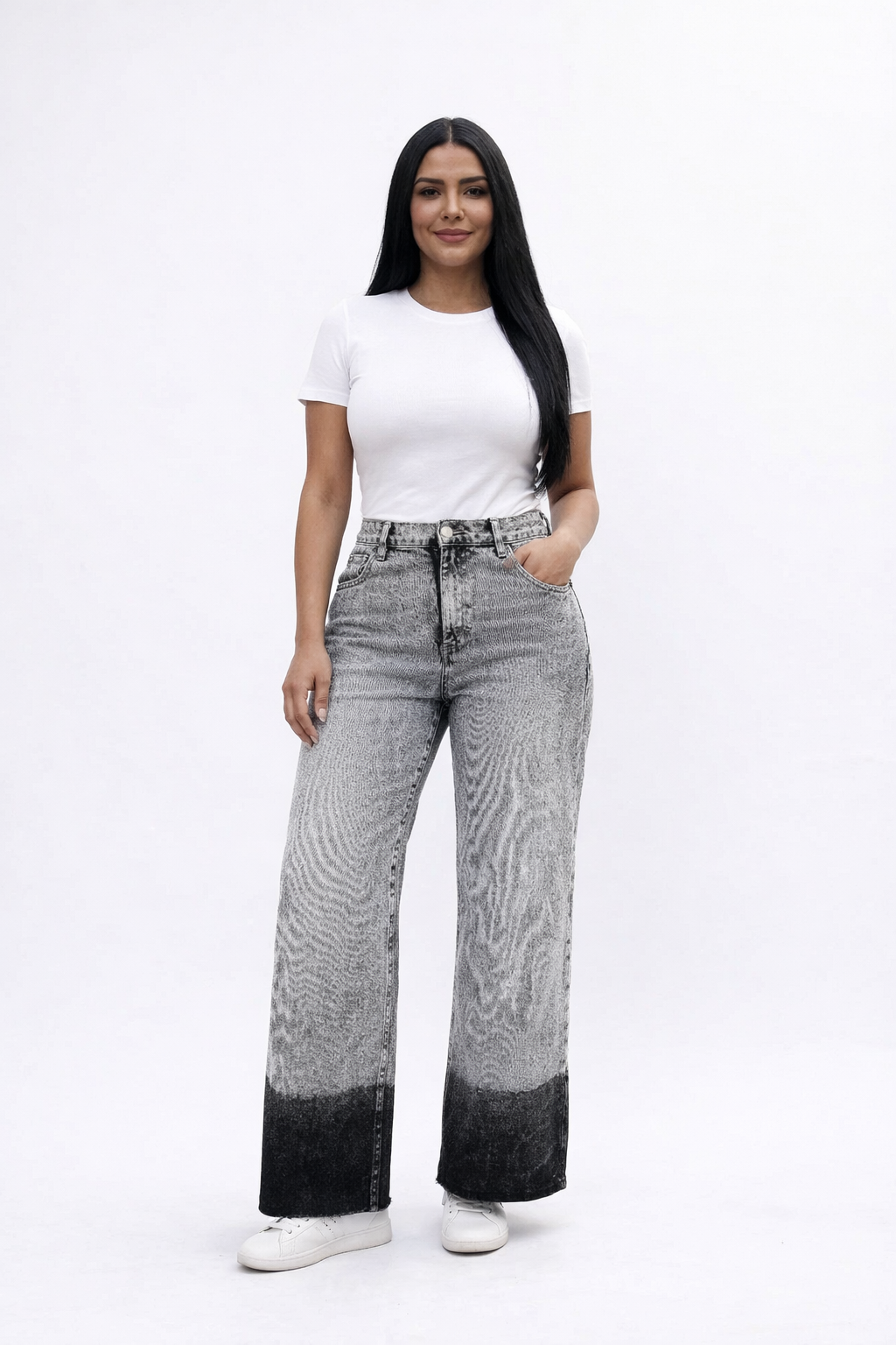 vibrant straig high waist GREY STONE