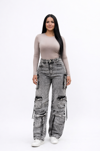 cargo denim black acid