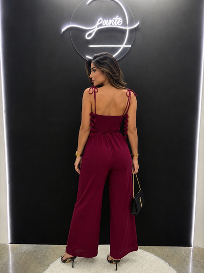 Jumpsuit lino merlot