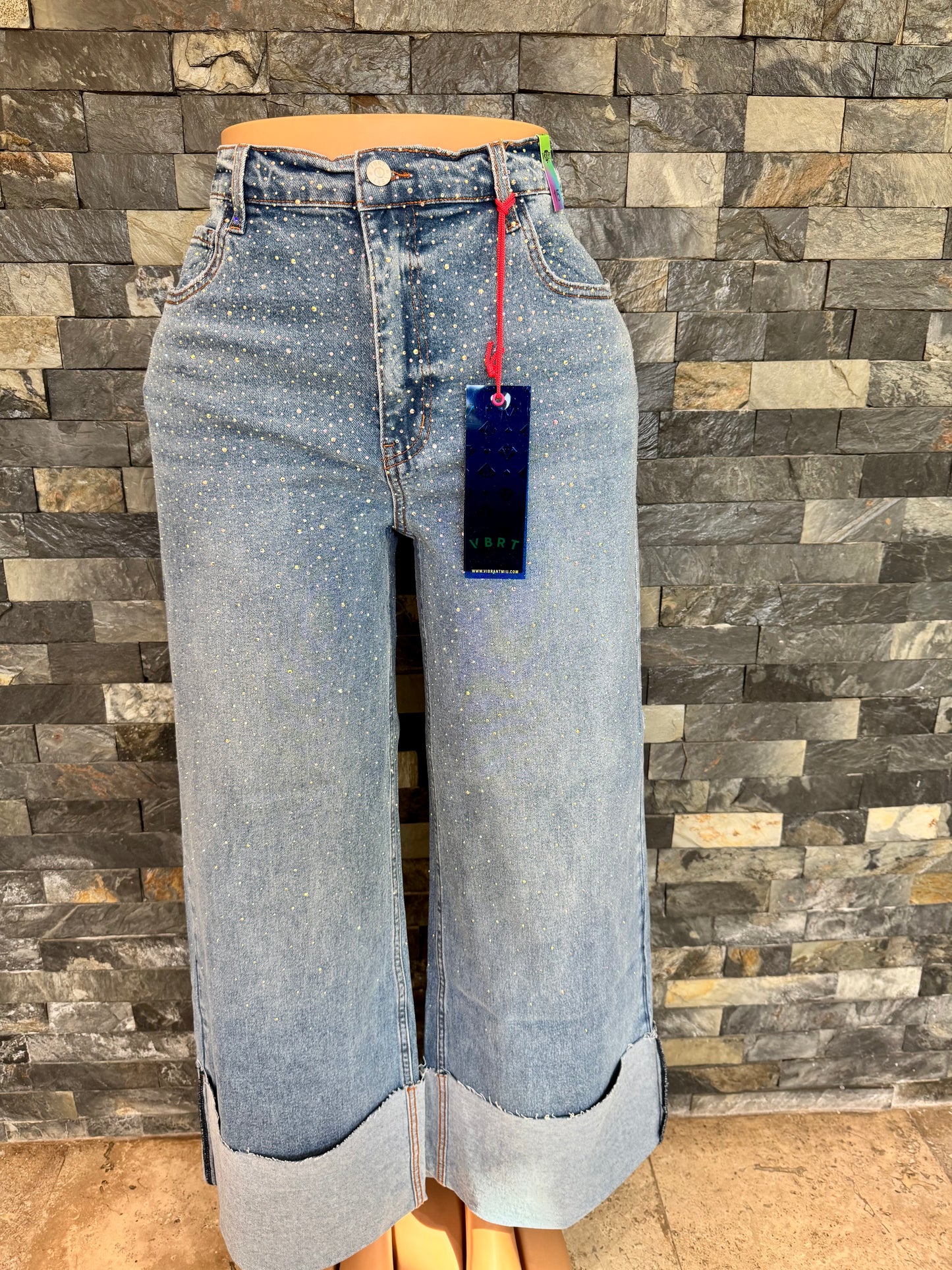 vibrant straig high waist Shine médium stone