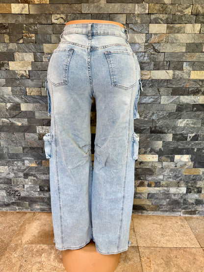 cargo denim ligth wash