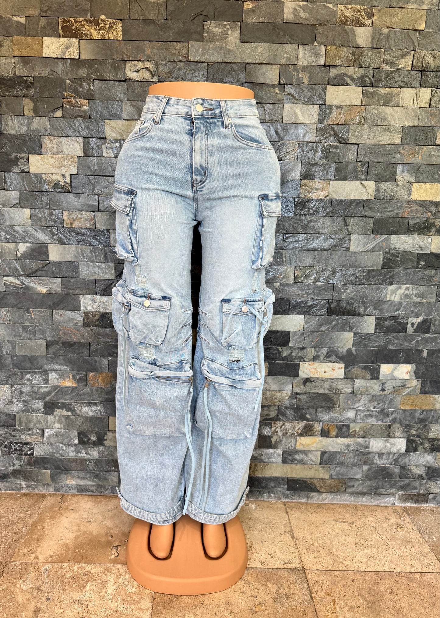 cargo denim ligth wash