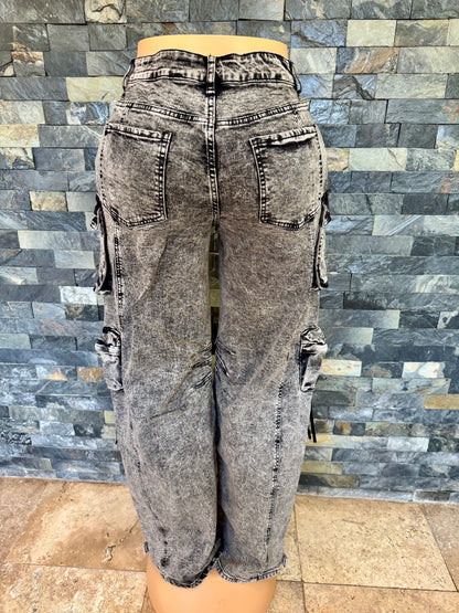 cargo denim black acid