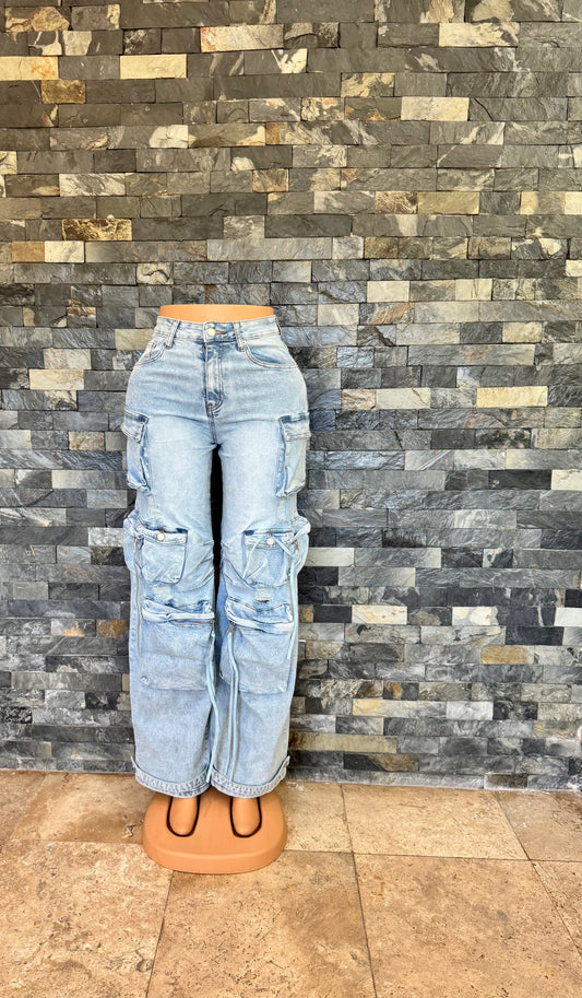 cargo denim ligth wash