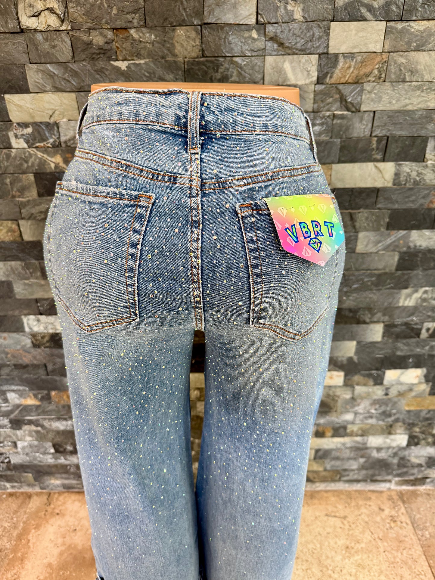 vibrant straig high waist Shine médium stone