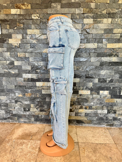 cargo denim ligth wash