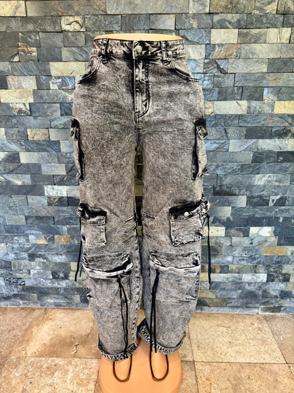 cargo denim black acid