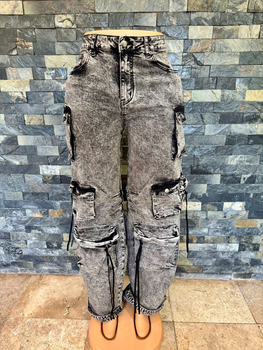 cargo denim black acid