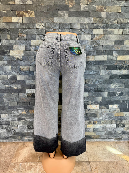 vibrant straig high waist GREY STONE