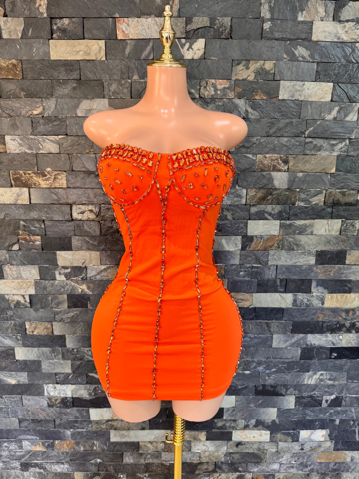 Mini vestido shine tangeine