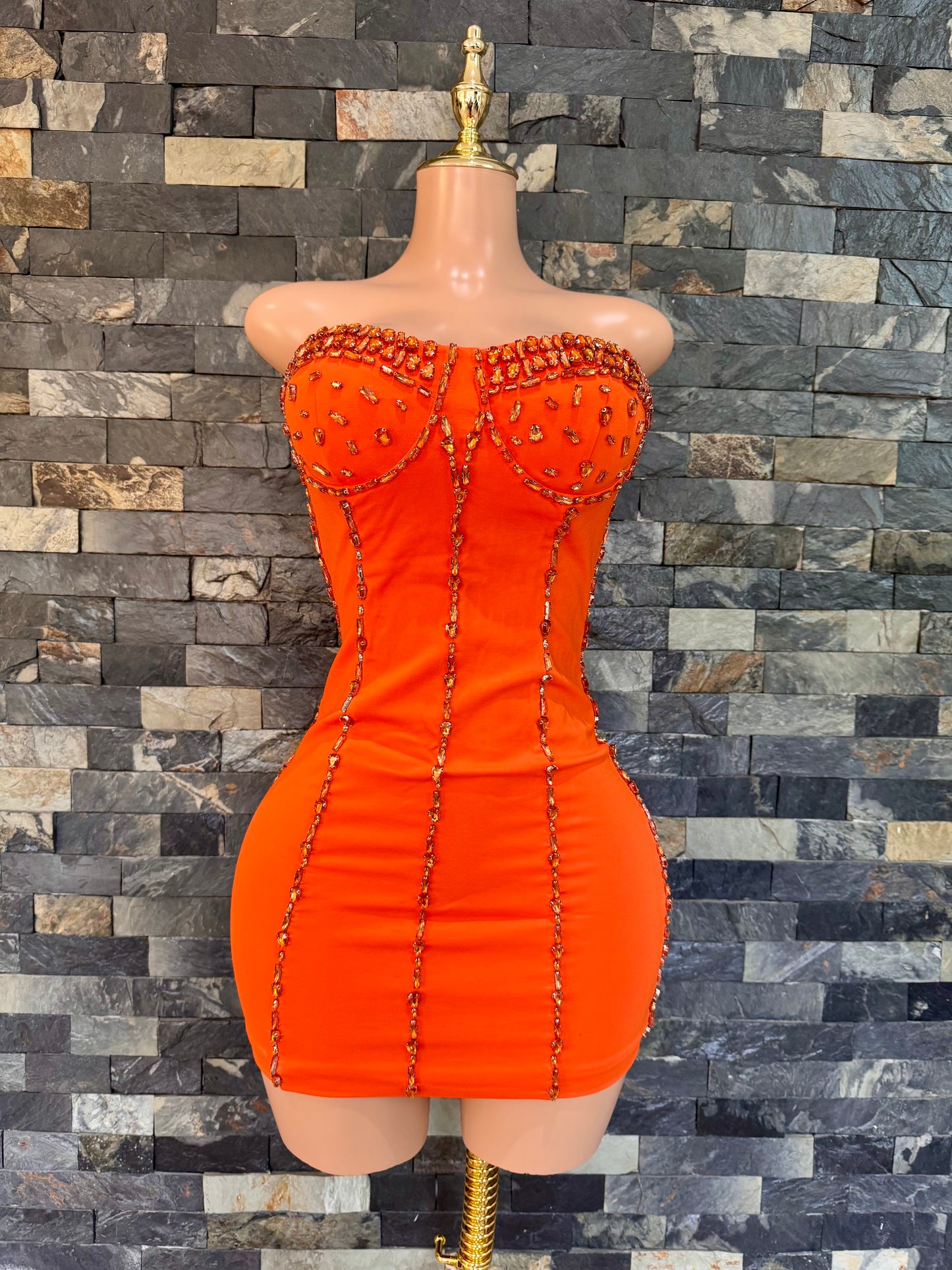 Mini vestido shine tangeine
