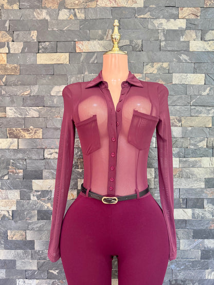 Jumpsuit Lina mesh burgundy