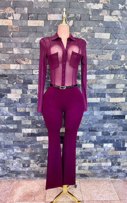 Jumpsuit Lina mesh burgundy