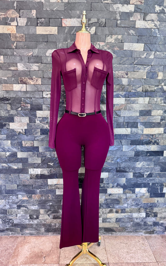 Jumpsuit Lina mesh burgundy