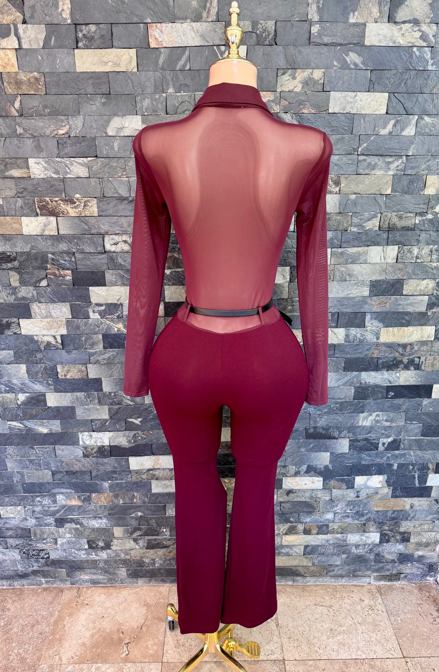 Jumpsuit Lina mesh burgundy