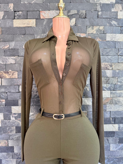 Jumpsuit Lina mesh olivo