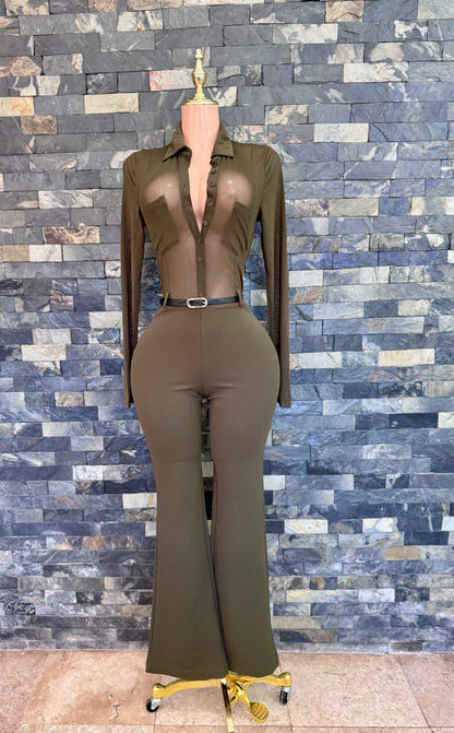 Jumpsuit Lina mesh olivo